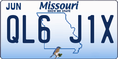 MO license plate QL6J1X