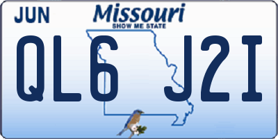 MO license plate QL6J2I