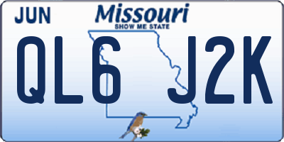 MO license plate QL6J2K