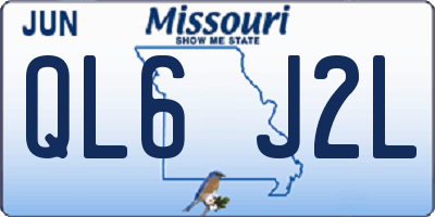 MO license plate QL6J2L