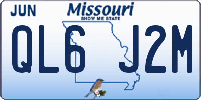MO license plate QL6J2M