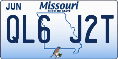MO license plate QL6J2T