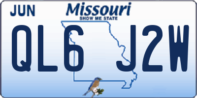 MO license plate QL6J2W