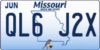MO license plate QL6J2X
