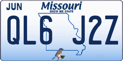 MO license plate QL6J2Z