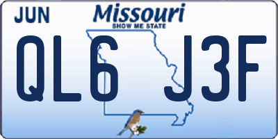 MO license plate QL6J3F