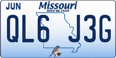 MO license plate QL6J3G