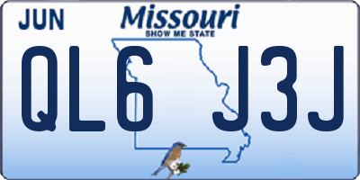 MO license plate QL6J3J