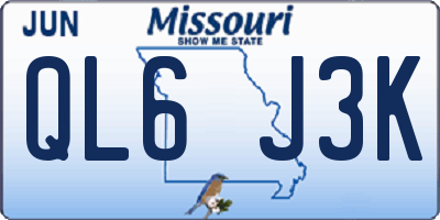 MO license plate QL6J3K