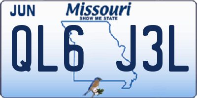 MO license plate QL6J3L