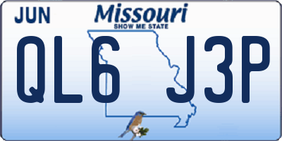 MO license plate QL6J3P