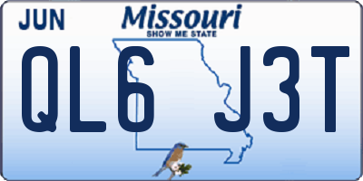 MO license plate QL6J3T
