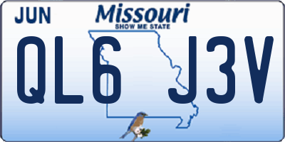 MO license plate QL6J3V
