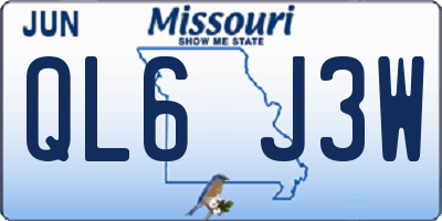 MO license plate QL6J3W