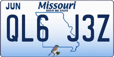 MO license plate QL6J3Z