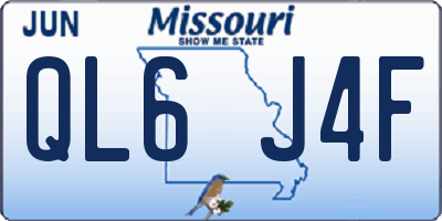 MO license plate QL6J4F
