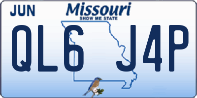 MO license plate QL6J4P