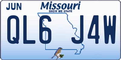 MO license plate QL6J4W