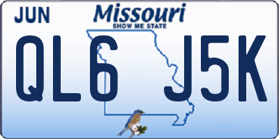 MO license plate QL6J5K