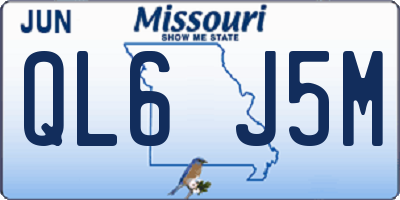 MO license plate QL6J5M