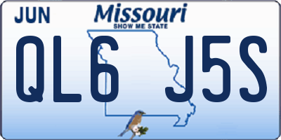 MO license plate QL6J5S