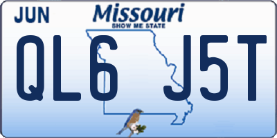 MO license plate QL6J5T