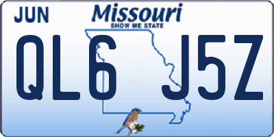 MO license plate QL6J5Z