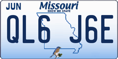 MO license plate QL6J6E