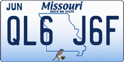 MO license plate QL6J6F