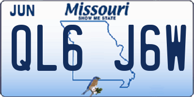 MO license plate QL6J6W