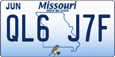 MO license plate QL6J7F