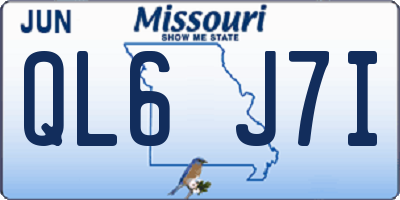 MO license plate QL6J7I