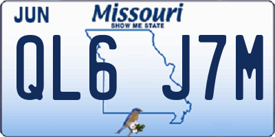 MO license plate QL6J7M