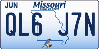 MO license plate QL6J7N