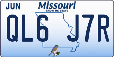 MO license plate QL6J7R