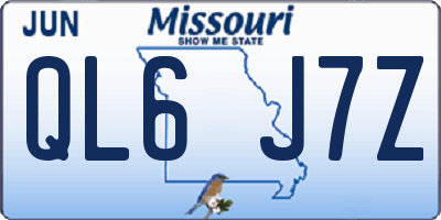 MO license plate QL6J7Z