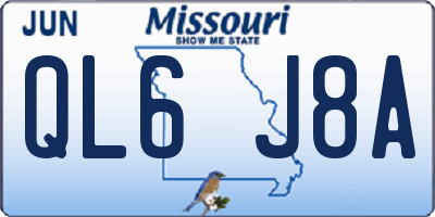 MO license plate QL6J8A
