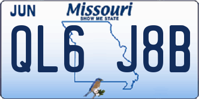 MO license plate QL6J8B