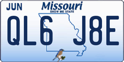 MO license plate QL6J8E