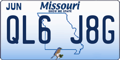 MO license plate QL6J8G