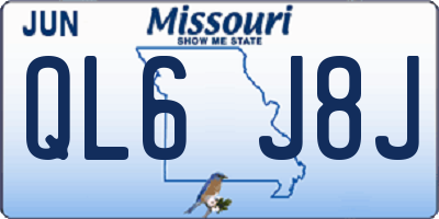 MO license plate QL6J8J