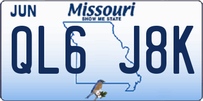 MO license plate QL6J8K