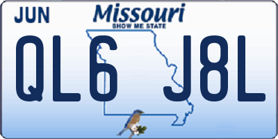 MO license plate QL6J8L