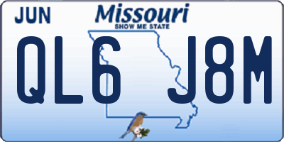 MO license plate QL6J8M