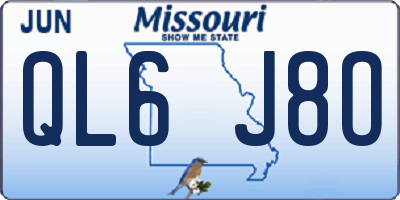 MO license plate QL6J8O