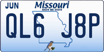 MO license plate QL6J8P