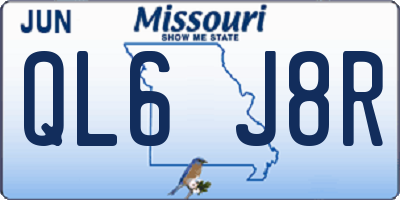MO license plate QL6J8R