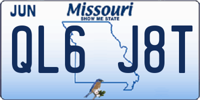 MO license plate QL6J8T