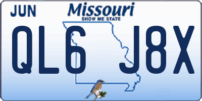 MO license plate QL6J8X