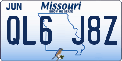 MO license plate QL6J8Z